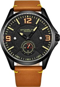 Stuhrling Original Men’s Leather Watch -Aviation Watch