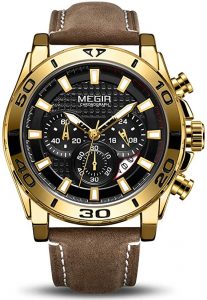 MEGIR Men's Business Analogue Chronograph Luminous Auto Calendar Quartz Wrist Watch