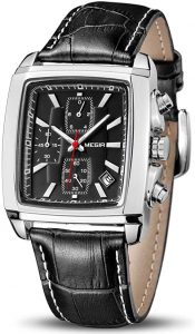 MEGIR Men's Business Analog Chronograph Luminous Rectangle Quartz Watch 