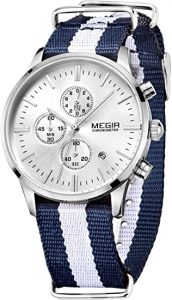 Megir Mens Quartz Analog Chronograph Sports Casual Nylon Dress Wrist Watch with Date