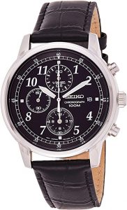 Seiko Men's Classic Black Chronograph Dial Watch (SNDC33)